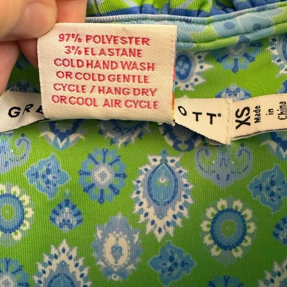 Gretchen Scott Ruffle Neck Dress in Magic Carpet Green Blue Floral Size XS - Picture 5 of 6